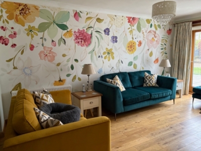 botanical wallpaper in living room botanical wallpaper in living room