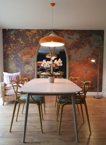 rust effect wall mural in dining room rust effect wall mural in dining room