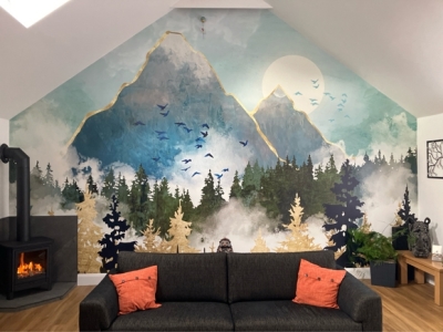 mountain mural in loft living room mountain mural in loft living room