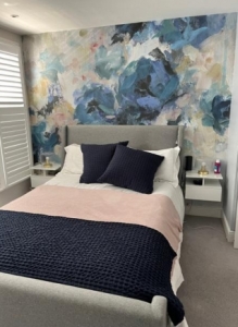 navy floral mural in bedroom navy floral mural in bedroom