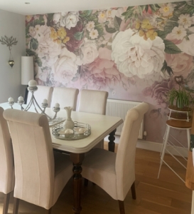 pink flower wallpaper in dining room pink flower wallpaper in dining room