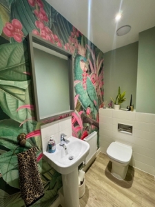 tropical parrot wallpaper mural in bathroom tropical parrot wallpaper mural in bathroom