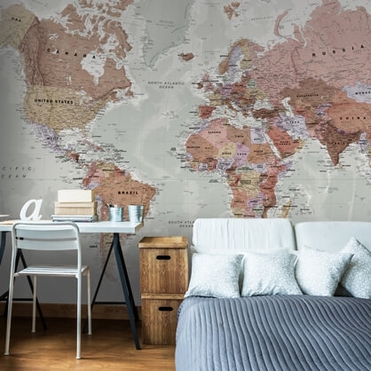 map wall art in bedroo