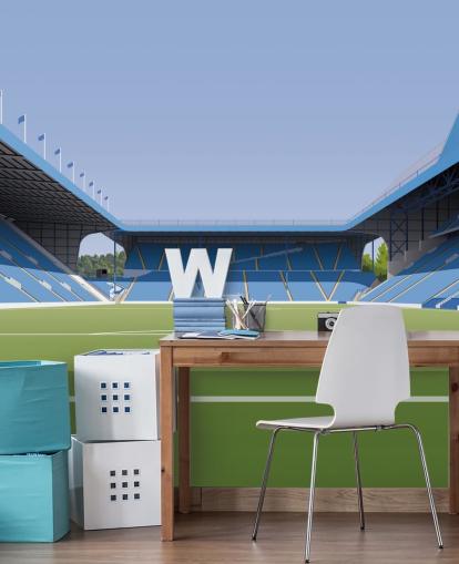 blue and green customisable Sheffield Wednesday wallpaper mural called Hillsborough Stadium Football Stadium for bedrooms blue and green customisable Sheffield Wednesday wallpaper mural called Hillsborough Stadium Football Stadium for bedrooms