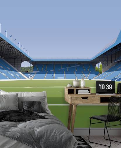 blue and green customisable Sheffield Wednesday wallpaper mural called Hillsborough Stadium Football Stadium for bedrooms blue and green customisable Sheffield Wednesday wallpaper mural called Hillsborough Stadium Football Stadium for bedrooms