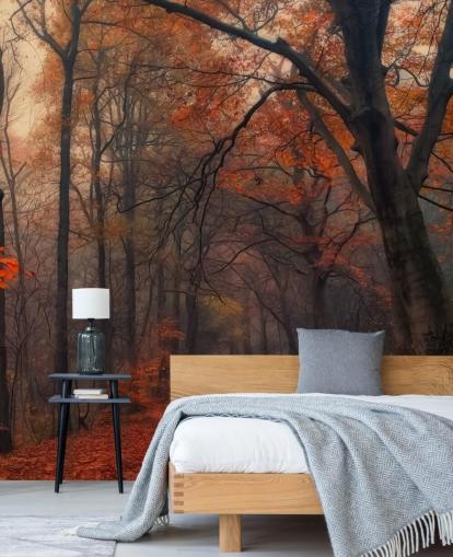 orange and brown forest wallpaper mural called Decorative Forest for bedrooms, home offices and lounges orange and brown forest wallpaper mural called Decorative Forest for bedrooms, home offices and lounges