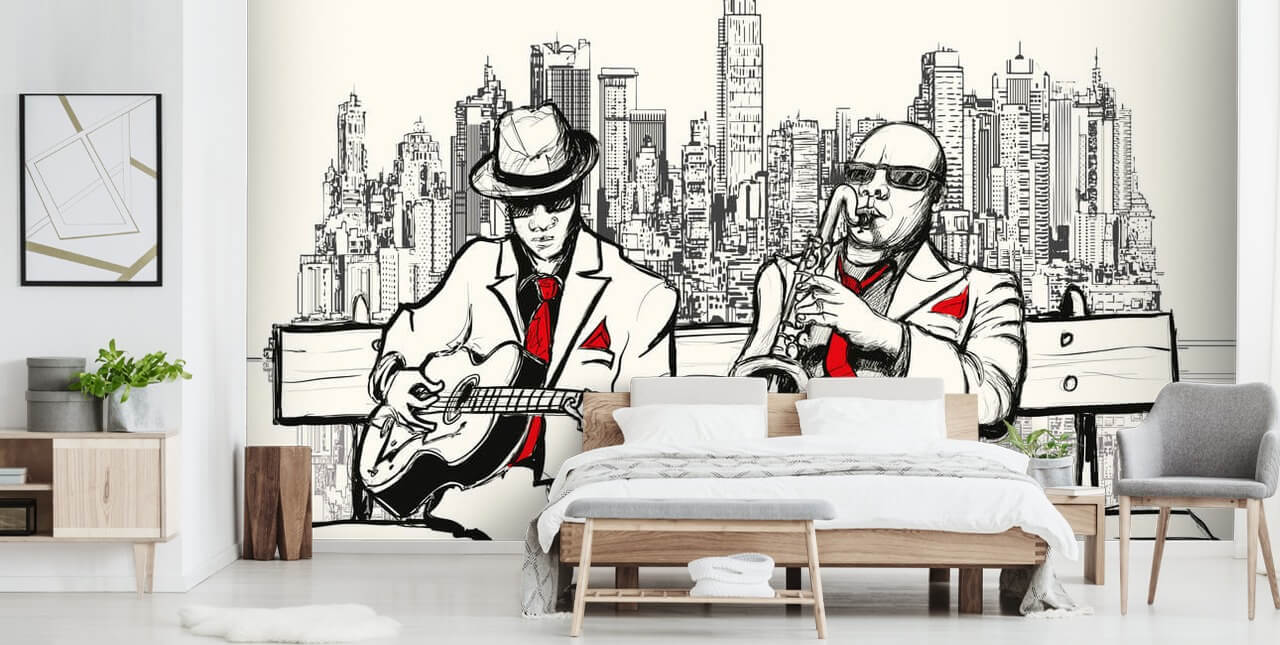 New York Jazz Bench Wall Mural New York Jazz Bench Wall Mural