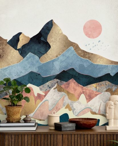 Golden Peaks Wall Mural by SpaceFrog Designs Golden Peaks Wall Mural by SpaceFrog Designs