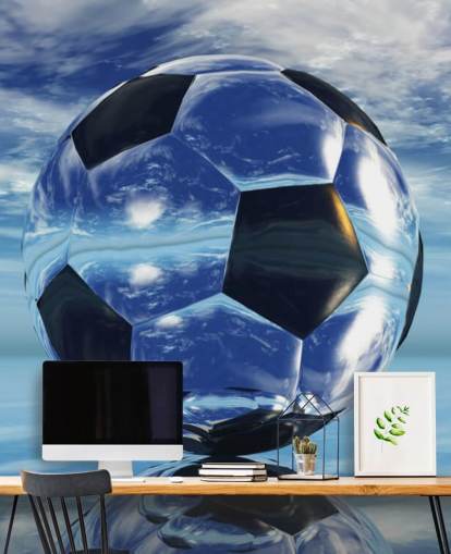 blue kids football wallpaper mural called Aqua Football for kids bedrooms and playrooms blue kids football wallpaper mural called Aqua Football for kids bedrooms and playrooms