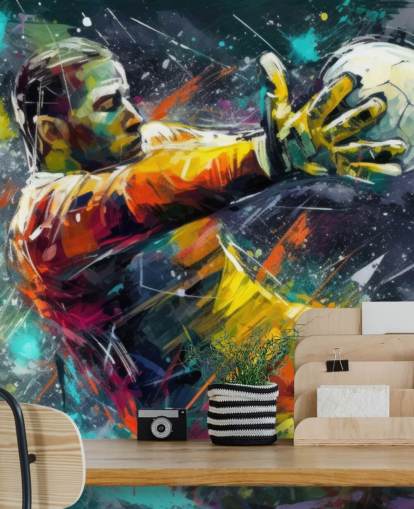 colourful football wall mural called Football Goalkeeper Illustration for children's bedrooms colourful football wall mural called Football Goalkeeper Illustration for children's bedrooms