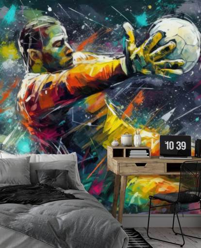 colourful football wall mural called Football Goalkeeper Illustration for children's bedrooms colourful football wall mural called Football Goalkeeper Illustration for children's bedrooms