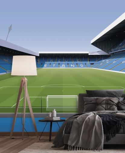 blue and green football stadium wallpaper mural called Elland Road Football Stadium for children's bedrooms and games rooms by Matthew J I Wood Design & Illustration blue and green football stadium wallpaper mural called Elland Road Football Stadium for children's bedrooms and games rooms by Matthew J I Wood Design & Illustration