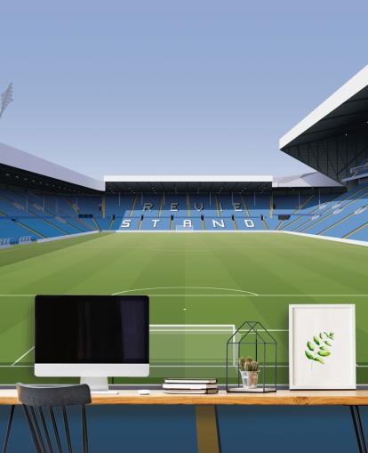 blue and green football stadium wallpaper mural called Elland Road Football Stadium for children's bedrooms and games rooms by Matthew J I Wood Design & Illustration blue and green football stadium wallpaper mural called Elland Road Football Stadium for children's bedrooms and games rooms by Matthew J I Wood Design & Illustration