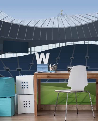 blue and green football stadium wallpaper called Tottenham Hotspur Stadium Football Stadium by Matthew J I Wood Design & Illustration for kids bedrooms blue and green football stadium wallpaper called Tottenham Hotspur Stadium Football Stadium by Matthew J I Wood Design & Illustration for kids bedrooms
