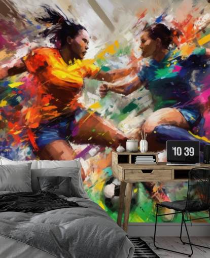 colourful football illustration wallpaper mural called Abstract Footballers for homes, offices and schools colourful football illustration wallpaper mural called Abstract Footballers for homes, offices and schools