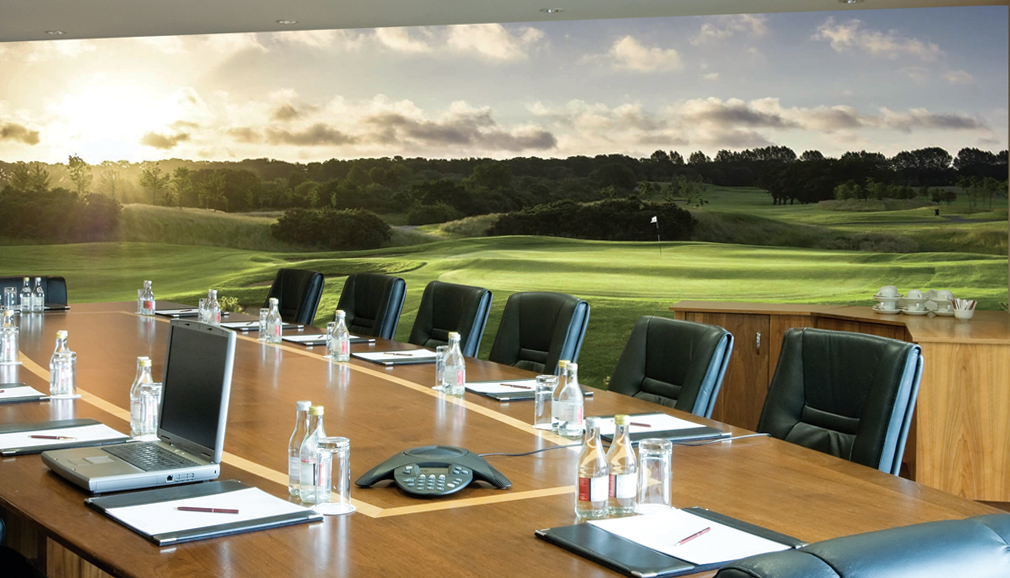 golf mural in boardroom