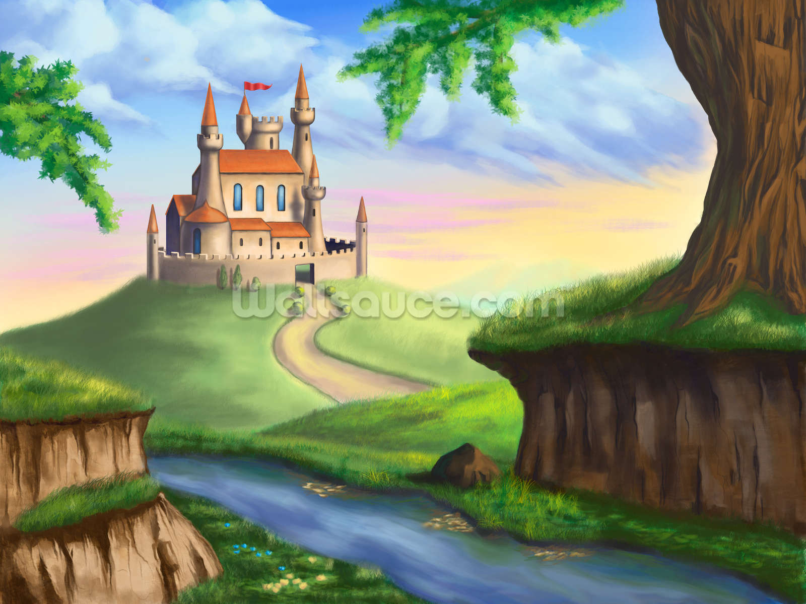 Fantasy Castle Wallpaper Mural | Wallsauce UK