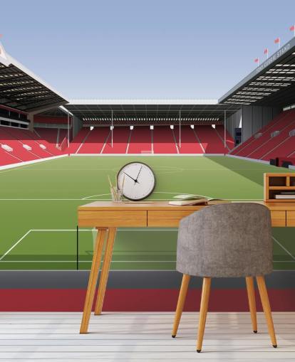 rød, hvit og grønn Sheffield United tapet veggmaleri kalt Brammall Lane Football Stadium rød, hvit og grønn Sheffield United tapet veggmaleri kalt Brammall Lane Football Stadium