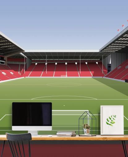 rode, witte en groene sheffield united muurschildering genaamd Brammall Lane Football Stadium rode, witte en groene sheffield united muurschildering genaamd Brammall Lane Football Stadium