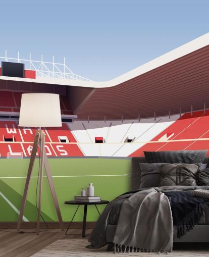 mural de papel pintado personalizable en rojo, blanco y verde del Sunderland llamado Stadium of Light Football Stadium para dormitorios y cuevas de hombres mural de papel pintado personalizable en rojo, blanco y verde del Sunderland llamado Stadium of Light Football Stadium para dormitorios y cuevas de hombres