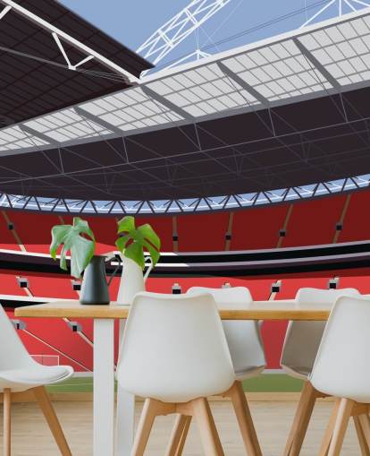 rødt og grønt fotballstadion tapet veggmaleri kalt Wembley Stadium av Matthew J I Wood for soverom og hjemmekontorer rødt og grønt fotballstadion tapet veggmaleri kalt Wembley Stadium av Matthew J I Wood for soverom og hjemmekontorer