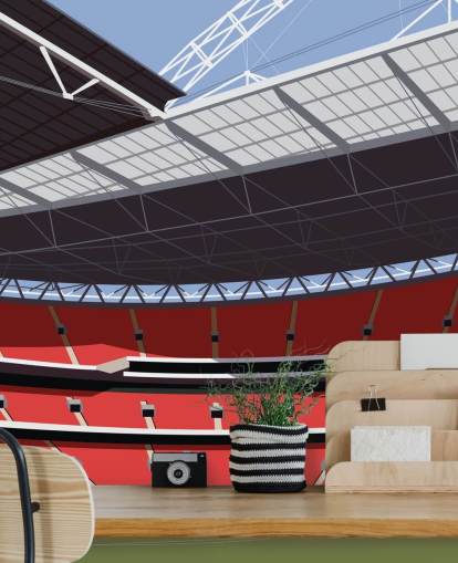 red and green football stadium wallpaper mural called Wembley Stadium by Matthew J I Wood for bedrooms and home offices red and green football stadium wallpaper mural called Wembley Stadium by Matthew J I Wood for bedrooms and home offices