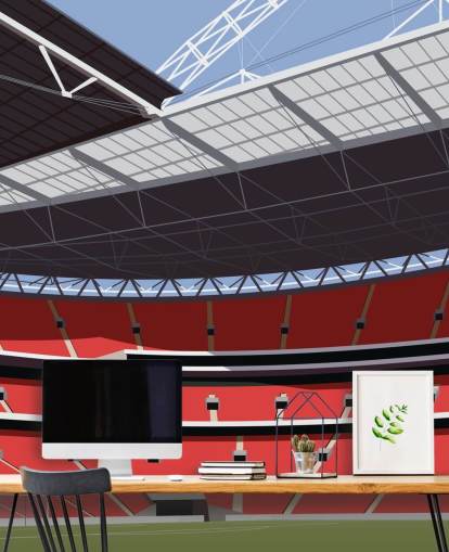 red and green football stadium wallpaper mural called Wembley Stadium by Matthew J I Wood for bedrooms and home offices red and green football stadium wallpaper mural called Wembley Stadium by Matthew J I Wood for bedrooms and home offices