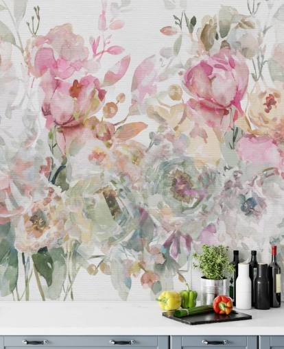 vit och rosa anpassningsbar blommig tapetväggmålning kallad Floral Confetti Collage av Carol Robinson vit och rosa anpassningsbar blommig tapetväggmålning kallad Floral Confetti Collage av Carol Robinson