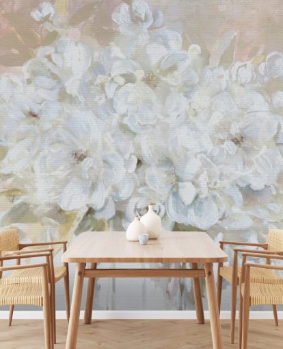 carta da parati murale floreale bianca personalizzabile chiamata Sun Bleached Bouquet per salotti e cucine carta da parati murale floreale bianca personalizzabile chiamata Sun Bleached Bouquet per salotti e cucine