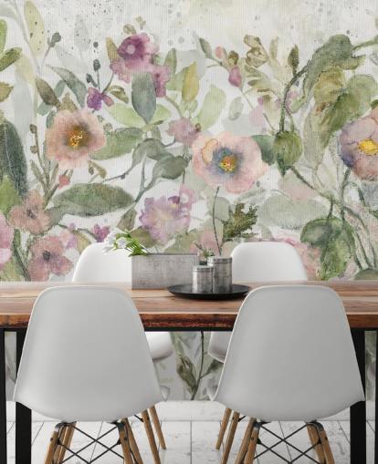 pink, green and white customisable floral wallpaper called Tangled Tapesty by Carol Robinson for bedrooms and living rooms pink, green and white customisable floral wallpaper called Tangled Tapesty by Carol Robinson for bedrooms and living rooms