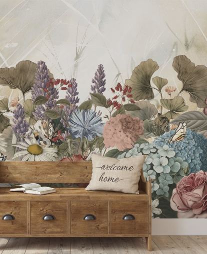 blommig tapetväggmålning kallad Morning Flowery av Ms. Tiff för sovrum och vardagsrum blommig tapetväggmålning kallad Morning Flowery av Ms. Tiff för sovrum och vardagsrum