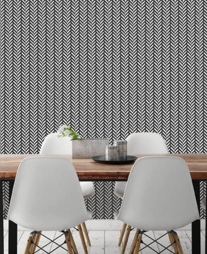 grått og hvitt tilpassbart sildebein tapetmaleri kalt Grey Herringbone for soverom og hjemmekontorer grått og hvitt tilpassbart sildebein tapetmaleri kalt Grey Herringbone for soverom og hjemmekontorer