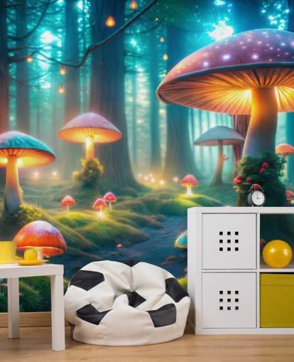 colourful kids wallpaper mural called Magical Mushrooms for childrens' bedrooms colourful kids wallpaper mural called Magical Mushrooms for childrens' bedrooms