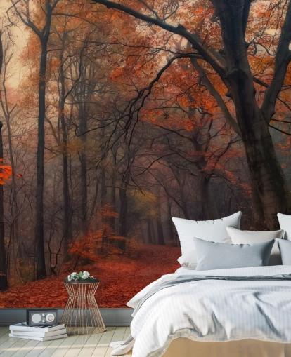 orange and brown forest wallpaper mural called Decorative Forest for bedrooms, home offices and lounges orange and brown forest wallpaper mural called Decorative Forest for bedrooms, home offices and lounges