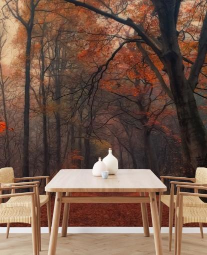 Orangefarbenes und braunes Wald-Wandbild namens Decorative Forest für Schlafzimmer, Heimbüros und Lounges Orangefarbenes und braunes Wald-Wandbild namens Decorative Forest für Schlafzimmer, Heimbüros und Lounges