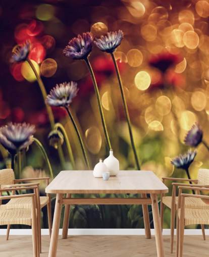 Purple Flowers against Red Flower Wallpaper Purple Flowers against Red Flower Wallpaper