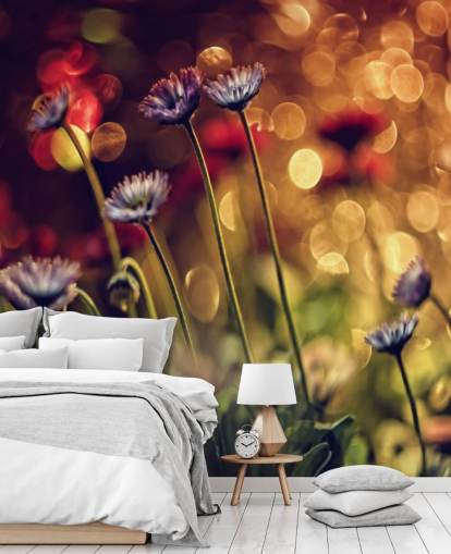 Lilla blomster mod rød blomst tapet Lilla blomster mod rød blomst tapet