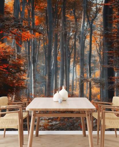 mural de papel de parede florestal personalizável laranja chamado Painting Forest by 1x - Artista - Ildiko Neer para quartos, salas de estar e escritórios mural de papel de parede florestal personalizável laranja chamado Painting Forest by 1x - Artista - Ildiko Neer para quartos, salas de estar e escritórios