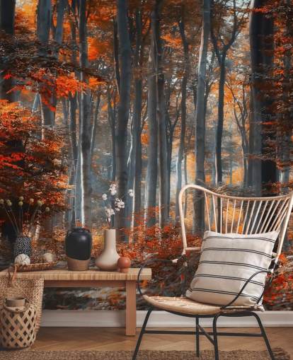mural naranja personalizable de papel pintado de bosque llamado Painting Forest by 1x - Artista - Ildiko Neer para dormitorios, salas de estar y oficinas mural naranja personalizable de papel pintado de bosque llamado Painting Forest by 1x - Artista - Ildiko Neer para dormitorios, salas de estar y oficinas