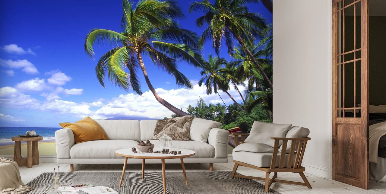 Palm Trees Tropical Beach Photo Wallpaper | Wallsauce US