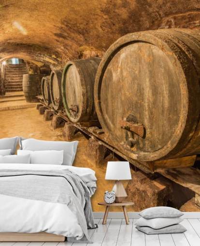 papier peint mural de cave à vin marron appelé Old Wine Barrels pour restaurants, cuisines et caves à vin papier peint mural de cave à vin marron appelé Old Wine Barrels pour restaurants, cuisines et caves à vin