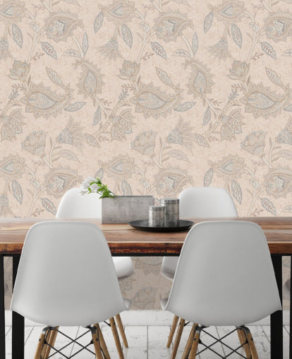 beige customisable boho wallpaper mural called Beige Boho Floral Paisley by Bloomery Decor beige customisable boho wallpaper mural called Beige Boho Floral Paisley by Bloomery Decor