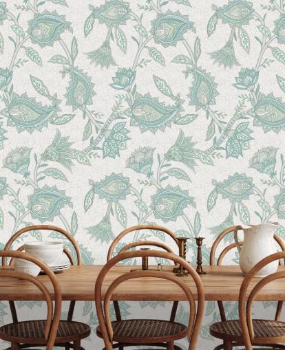 pale green custom paisley wallpaper mural called Pale Green Floral Paisley by Bloomery Decor pale green custom paisley wallpaper mural called Pale Green Floral Paisley by Bloomery Decor