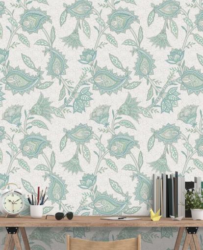 pale green custom paisley wallpaper mural called Pale Green Floral Paisley by Bloomery Decor pale green custom paisley wallpaper mural called Pale Green Floral Paisley by Bloomery Decor