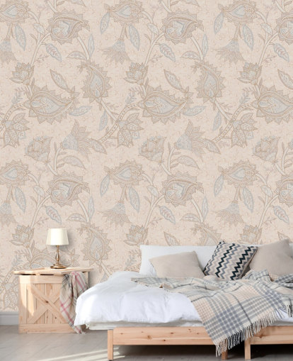 pink customisable boho wallpaper mural called Pink Indian Paisley by Bloomery Decor pink customisable boho wallpaper mural called Pink Indian Paisley by Bloomery Decor