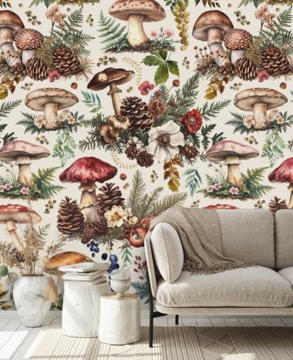 carta da parati murale personalizzabile con funghi chiamata Mushroom Woodland di Andrea Haase carta da parati murale personalizzabile con funghi chiamata Mushroom Woodland di Andrea Haase