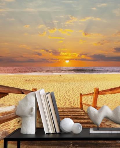 Papel de Parede Sunset Boardwalk Beach Papel de Parede Sunset Boardwalk Beach