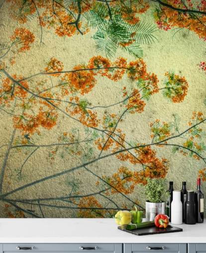 Vintage Orange Blomster Blomster Baggrund Vintage Orange Blomster Blomster Baggrund