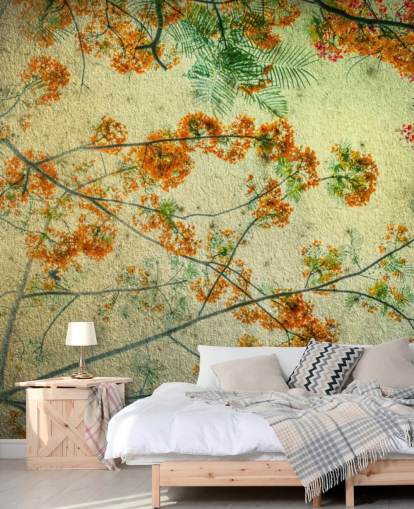 Vintage Orange Blommor Blommig Bakgrund Vintage Orange Blommor Blommig Bakgrund