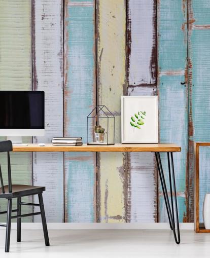 Shades of Blue and White Wood Panel Walls Mural Shades of Blue and White Wood Panel Walls Mural